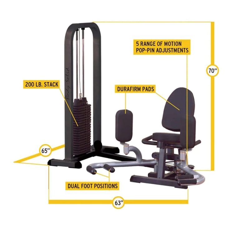 Bodysolid BOS-GIOT-STK/3 Pro Select Inner & Outer Thigh Machine With 310lb. Stack inner thigh exercise machine 1